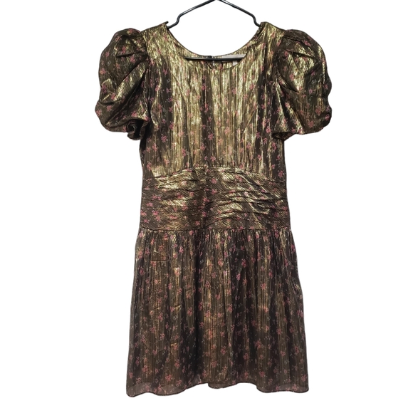 LoveShackFancy Mercy Lurex Metallic Silk Midnight Vine Mini Dress New Size 8 - Picture 5 of 14